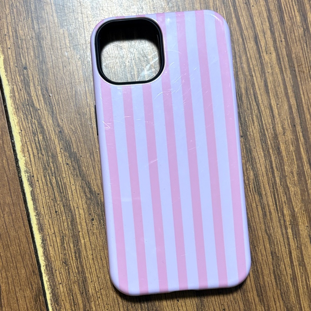 Pink Striped iPhone 14 Case